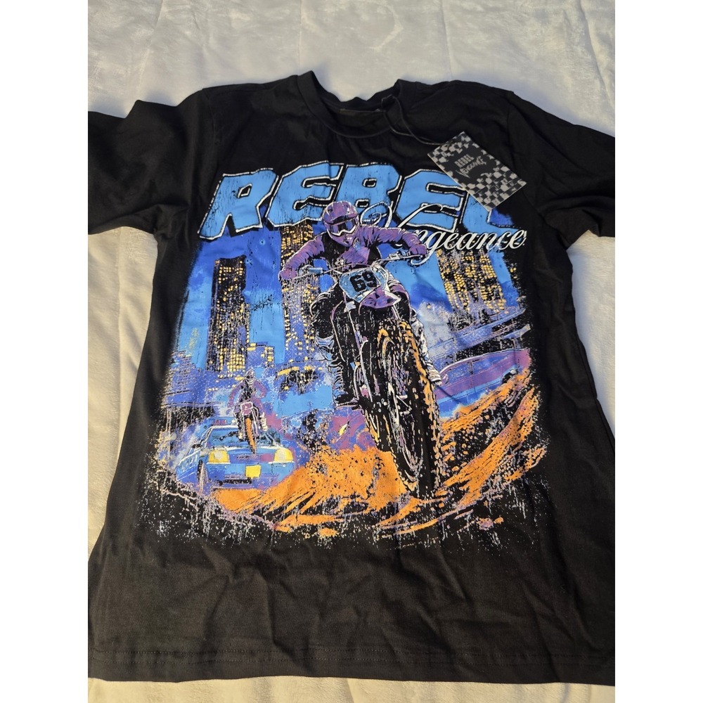 New Rebel Vengeance Motocross Rider 69 Cops Racer City Graphic BTS Tshirt Size M